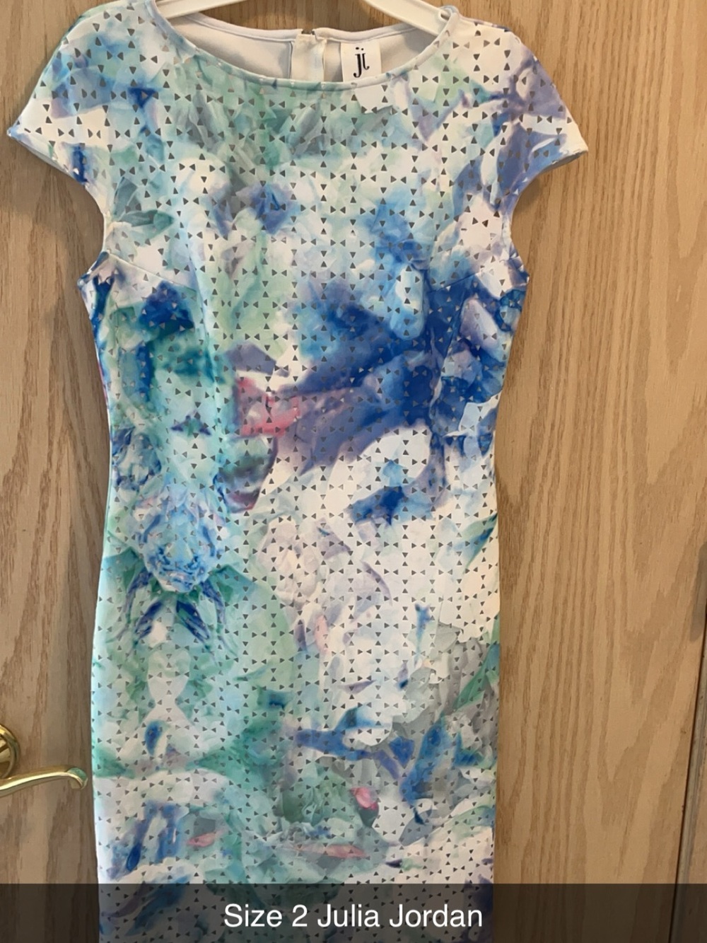 julia jordan Blue, Green & Pink Watercolor Sheath Dress